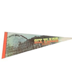 RARE Vintage SIX FLAGS ATLANTA Scream Machine 30" Pennant Felt ROLLER COASTERS